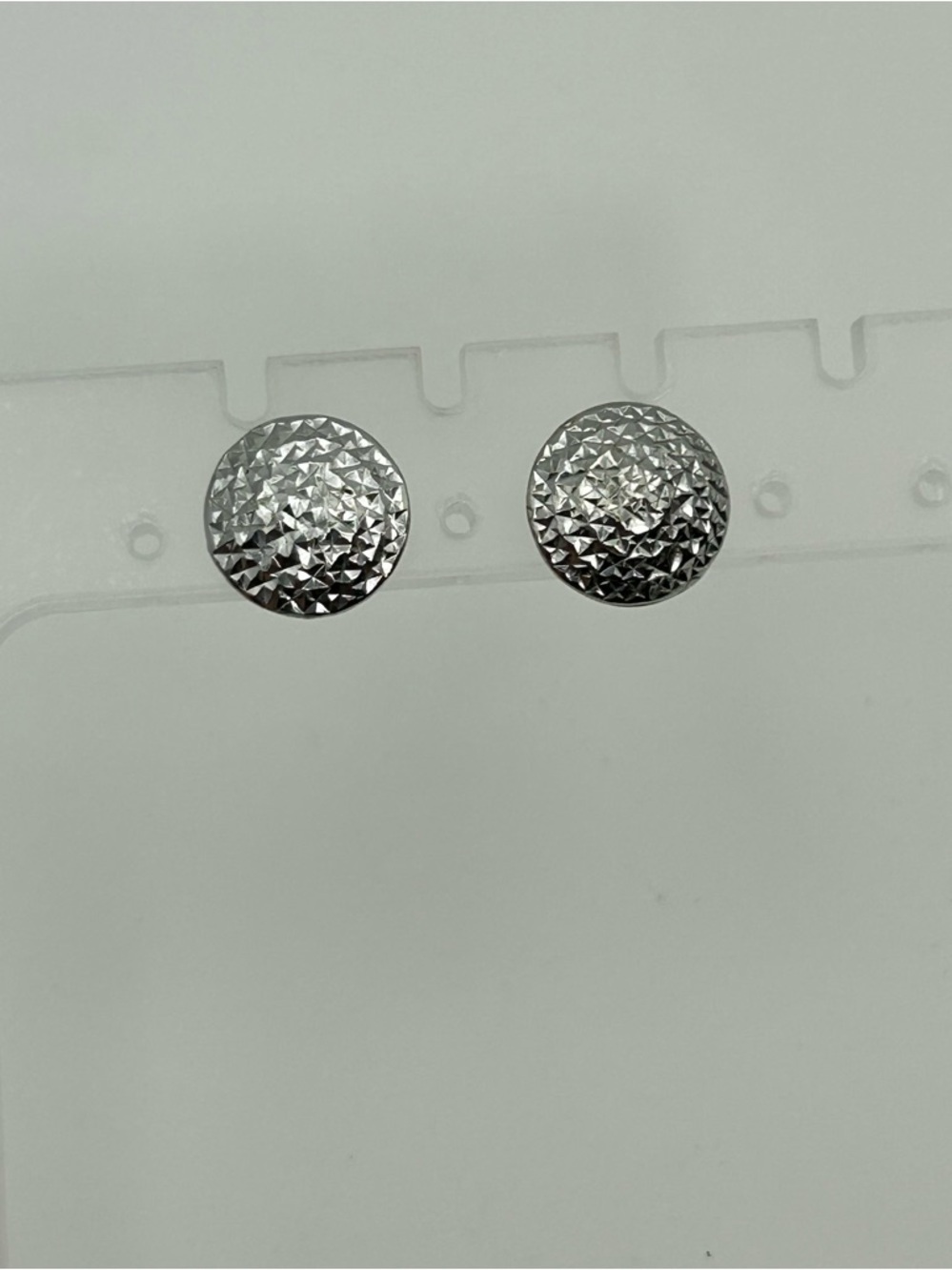 Sterling Silver Textured Dome Stud Earrings .5" Stamped 925 No Backs - Picture 2 of 8